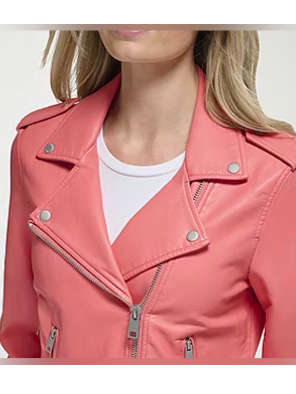 Levi's Coral Pink Faux Leather Moto Jacket